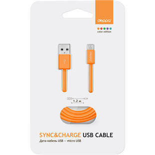 Фото товара Deppa USB - micro USB (1.2м, оранжевый)