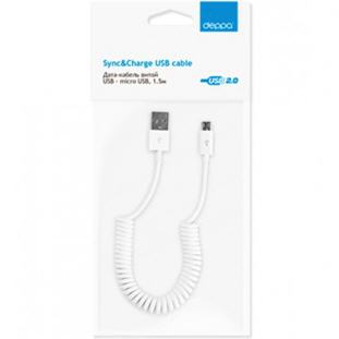 Фото товара Deppa USB - micro USB (витой, 1.5м, белый)