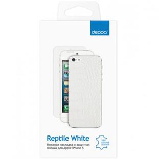 Фото товара Deppa накладка кожаная для Apple iPhone 5 (reptile white)