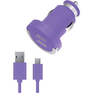 Фото товара Deppa АЗУ 2 USB 2.1А, дата-кабель microUSB, Ultra (фиолетовый)