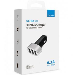 Фото товара Deppa АЗУ 3 USB 6.3А, Ultra (черный)