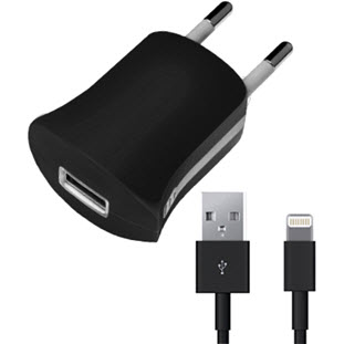 Фото товара Deppa СЗУ USB 1А, дата-кабель 8-pin для Apple, Ultra MFI (черный)