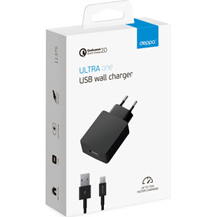 Фото товара Deppa СЗУ USB Quick Charge 2.0, дата-кабель microUSB, Ultra (черный)