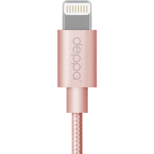 Фото товара Deppa USB - 8-pin для Apple (MFI, 1.2м, нейлоновая оплетка, розовый)