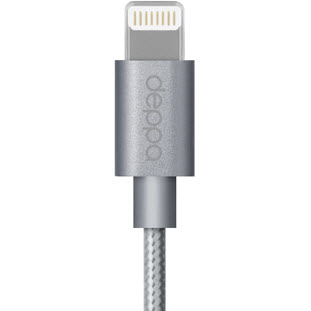 Фото товара Deppa USB - 8-pin для Apple (MFI, 1.2м, нейлоновая оплетка, темно-серый)