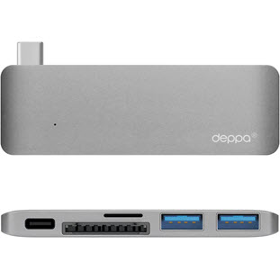 Фото товара Deppa USB-C для MacBook, 5в1 (темно-серый)