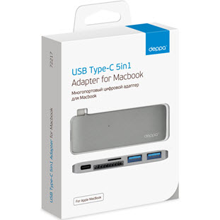 Фото товара Deppa USB-C для MacBook, 5в1 (серебристый)