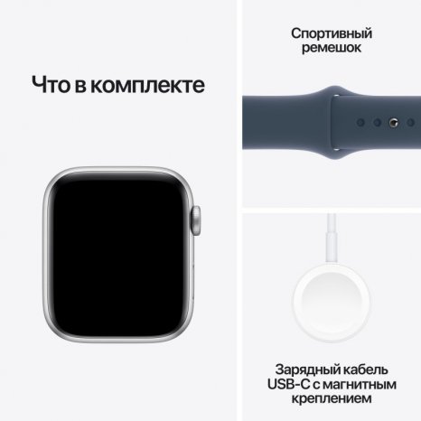 Фото товара Apple Watch SE (2024) 44mm Silver Aluminium Case with Denim Sport Band (GPS) (размер S/M)