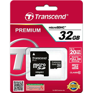 Фото товара Transcend Premium microSDHC 32GB Class 10 + Adapter (TS32GUSDHC10)