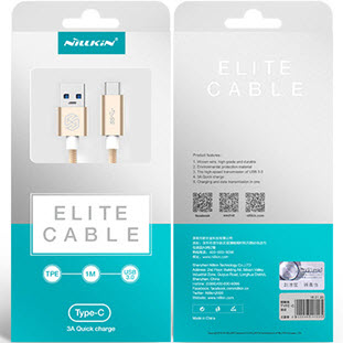 Фото товара Nillkin Elite Cable USB 3.0 Type-C (1м, 3А, золотой)