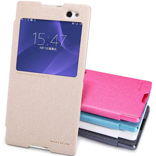 Фото товара Nillkin Sparkle Leather книжка с окошком для Sony Xperia C3 (золотистый)