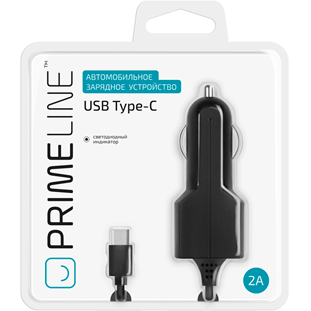 Фото товара Prime Line АЗУ USB Type-C (2А, черный)