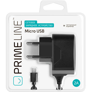 Фото товара Prime Line СЗУ microUSB (2А, черный)