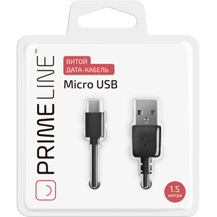 Фото товара Prime Line USB - microUSB (1.5м, витой, черный)