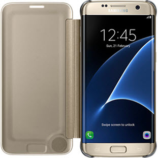 Фото товара Samsung Clear View Cover книжка для Galaxy S7 Edge (EF-ZG935CFEGRU, золотой)