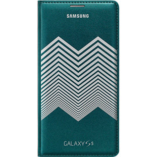 Фото товара Samsung Flip Wallet книжка для Galaxy S5 (EF-WG900RKEGRU, Nicholas Kirkwood, зеленый + серебристый шеврон)