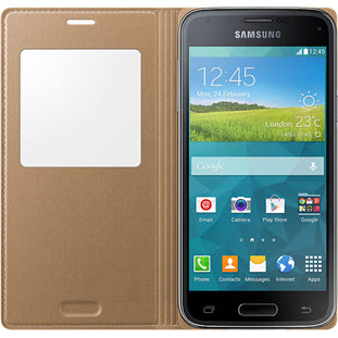 Фото товара Samsung S-View Cover книжка с окошком для Galaxy S5 mini (EF-CG800BFEGRU, золотой)