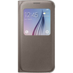 Фото товара Samsung S-View Cover книжка с окошком для Galaxy S6 (золотой)