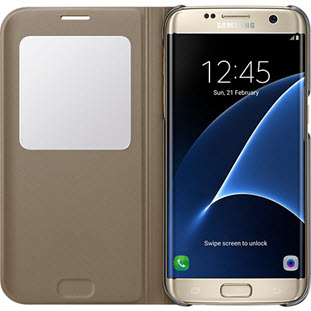 Фото товара Samsung S-View Cover книжка с окошком для Galaxy S7 Edge (EF-CG935PFEGRU, золотой)