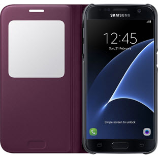 Фото товара Samsung S-View Cover книжка с окошком для Galaxy S7 (EF-CG930PXEGRU, бордовый)