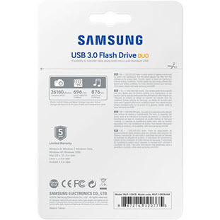 Фото товара Samsung DUO USB 3.0 128Gb (MUF-128CB/APC, OTG, серебристый)