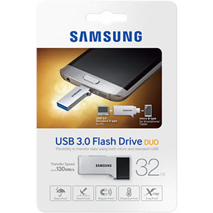 Фото товара Samsung DUO USB 3.0 32Gb (MUF-32CB/APC, OTG, серебристый)