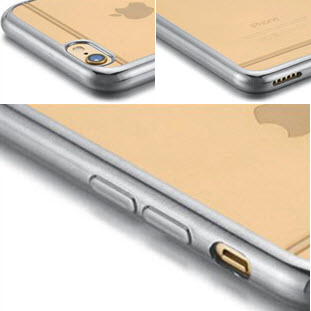 Фото товара Silco силиконовый для iPhone 6/6S (прозрачный с серой окантовкой)