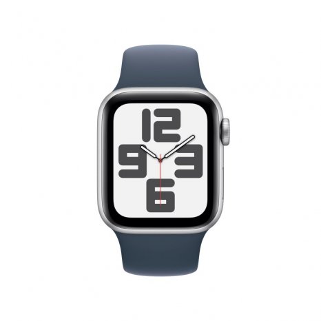 Фото товара Apple Watch SE (2024) 40mm Silver Aluminium Case with Storm Blue Sport Band (GPS) (размер M/L)