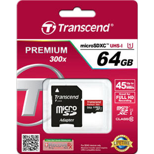 Фото товара Transcend Premium microSDXC 64GB Class 10 + Adapter (TS64GUSDU1)