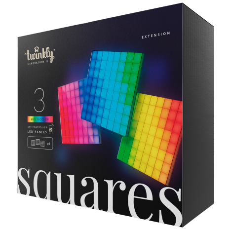 Фото товара Панели со светодиодной подсветкой Twinkly Squares RGB + BT + Wi-Fi, 3 шт. (16x16см)