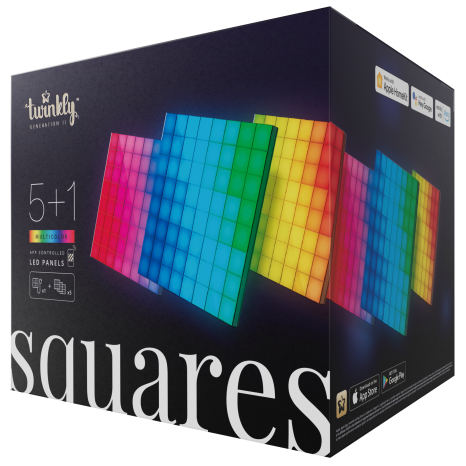 Фото товара Панели со светодиодной подсветкой Twinkly Squares RGB + BT + Wi-Fi, 6 шт. (16x16см)