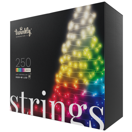 Фото товара LED Twinkly Strings Special edition (Multicolor + White edition) - 250 шт. (20 м) RGB + W + BT + Wi-Fi (TWS250SPP-BEU) Generation II (черный провод)