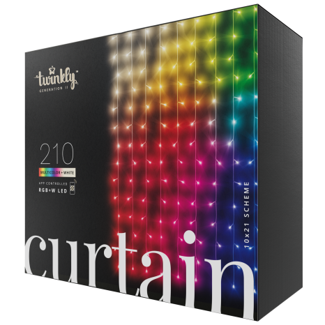 Фото товара Гирлянда штора Twinkly Curtain (Multicolor + White edition) с 210 шт. RGB+W + BT + Wi-Fi 1,5 м x 2,1 м (TWW210SPP-TEU)