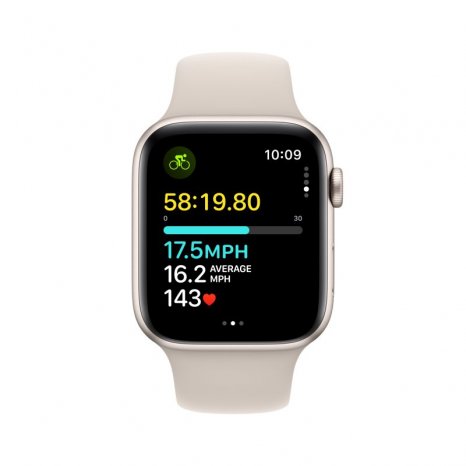 Фото товара Apple Watch SE (2024) 44mm Starlight Aluminum Case with Starlight Sport Band (GPS) (размер M/L)