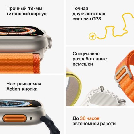 Фото товара Apple Watch Ultra 49mm Titanium Case with Black/Gray Trail Loop Band - S/M (GPS + Cellular)