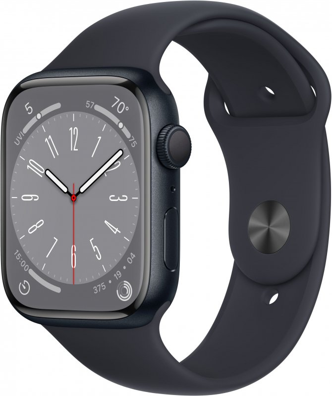 Apple Watch Series 8 45 mm Midnight Aluminum Case with Midnight Sport Band (GPS)