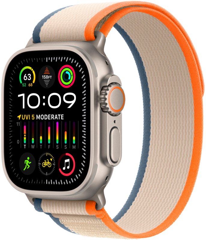 Apple Watch Ultra 2 49mm Titanium Case with Orange/Beige Trail Loop - M/L (GPS + Cellular)