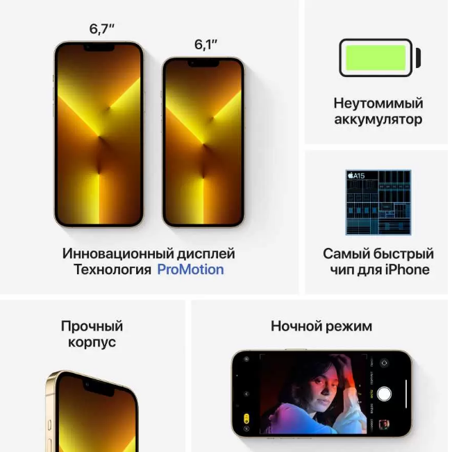 Apple iPhone 13 Pro Max (128 Gb, Gold MLLT3)