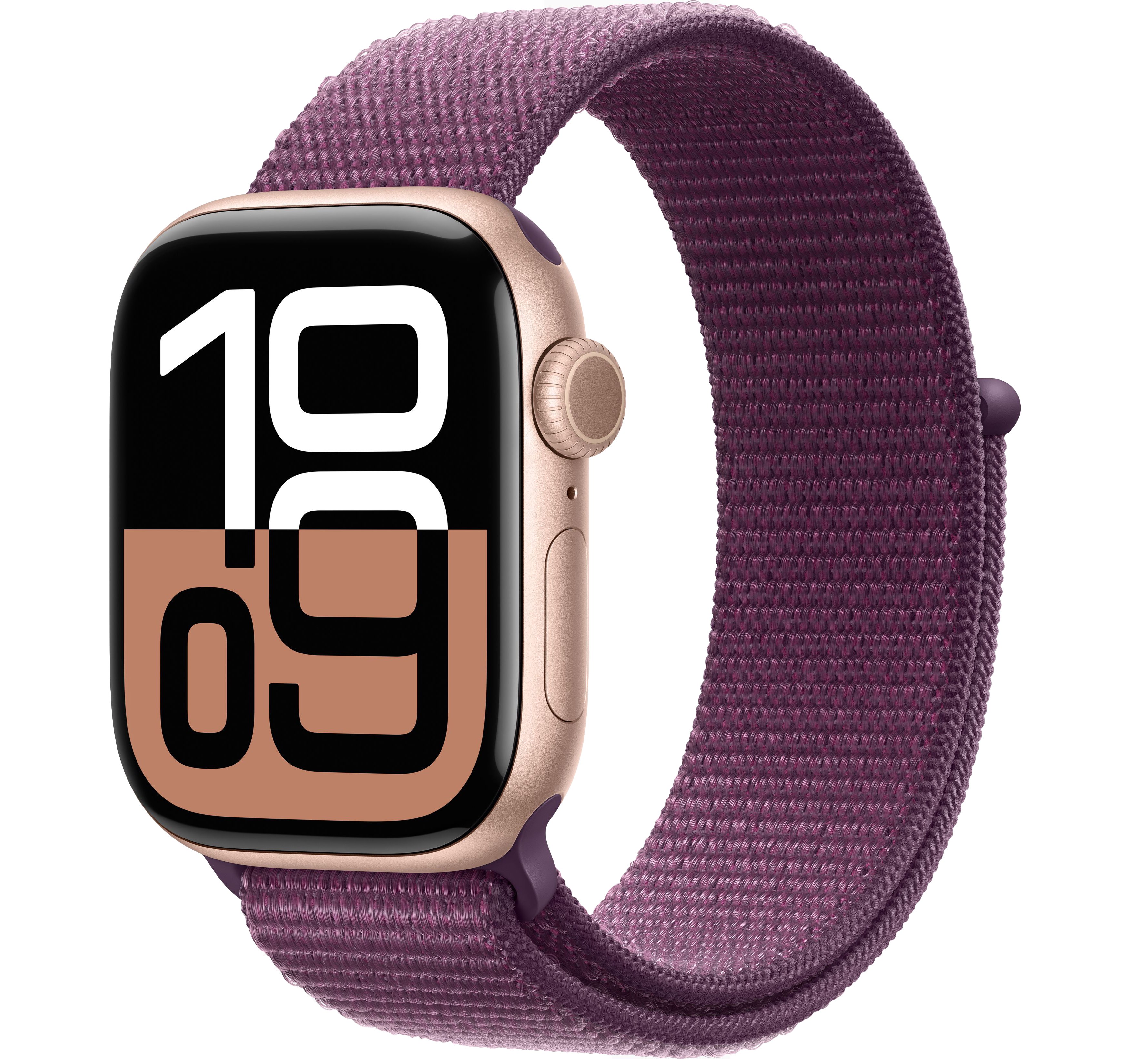 Apple Watch Series 10 42 mm Rose Gold Aluminum Case with Plum Sport Loop (GPS)