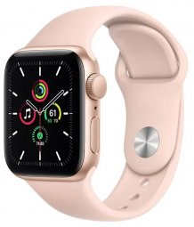 Умные часы Apple Watch SE GPS 44mm (RU, Aluminum Case with Sport Band, золотистый/розовый песок)