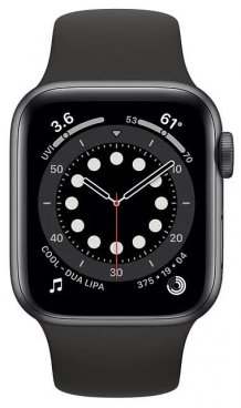 Фото товара Apple Watch Series 6 GPS 44mm (RU, Aluminum Case with Sport Band, серый космос/черный)