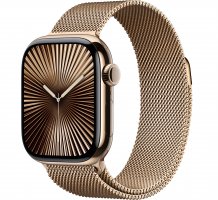 Фото товара Apple Watch Series 10 42 mm Gold Titanium Case with Gold Milanese Loop (GPS + LTE)