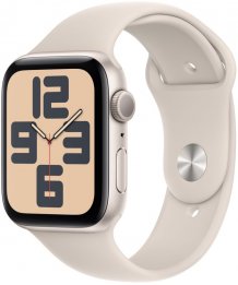 Умные часы Apple Watch SE (2024) 44mm Starlight Aluminum Case with Starlight Sport Band (GPS) (размер S/M)