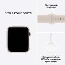 Фото товара Apple Watch SE (2024) 44mm Starlight Aluminum Case with Starlight Sport Band (GPS) (размер S/M)