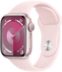 Фото товара Apple Watch Series 9 45mm Pink Aluminum Case with Light Pink Sport Band (GPS) (размер M/L)