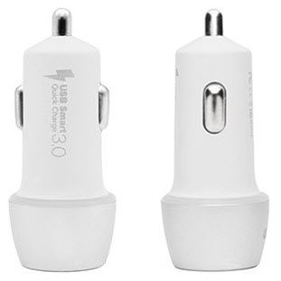 Зарядное устройство Ainy автомобильное USB + Type-C (с поддержкой Quick Charge 3.0, EB-043B, белое)