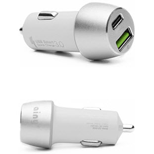 Фото товара Ainy автомобильное USB + Type-C (с поддержкой Quick Charge 3.0, EB-043B, белое)