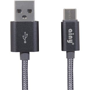 Фото товара Ainy USB - Type-C (1м, тканевый, FA-078K, серый)