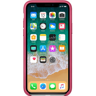 Чехол Apple Leather Case для iPhone X (pink fuchsia, MQTJ2ZM/A)