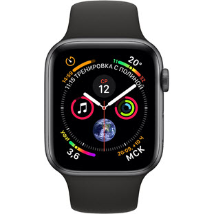 Фото товара Apple Watch Series 4 GPS 44mm (Space Gray Aluminum Case with Black Sport Band, MU6D2RU/A)